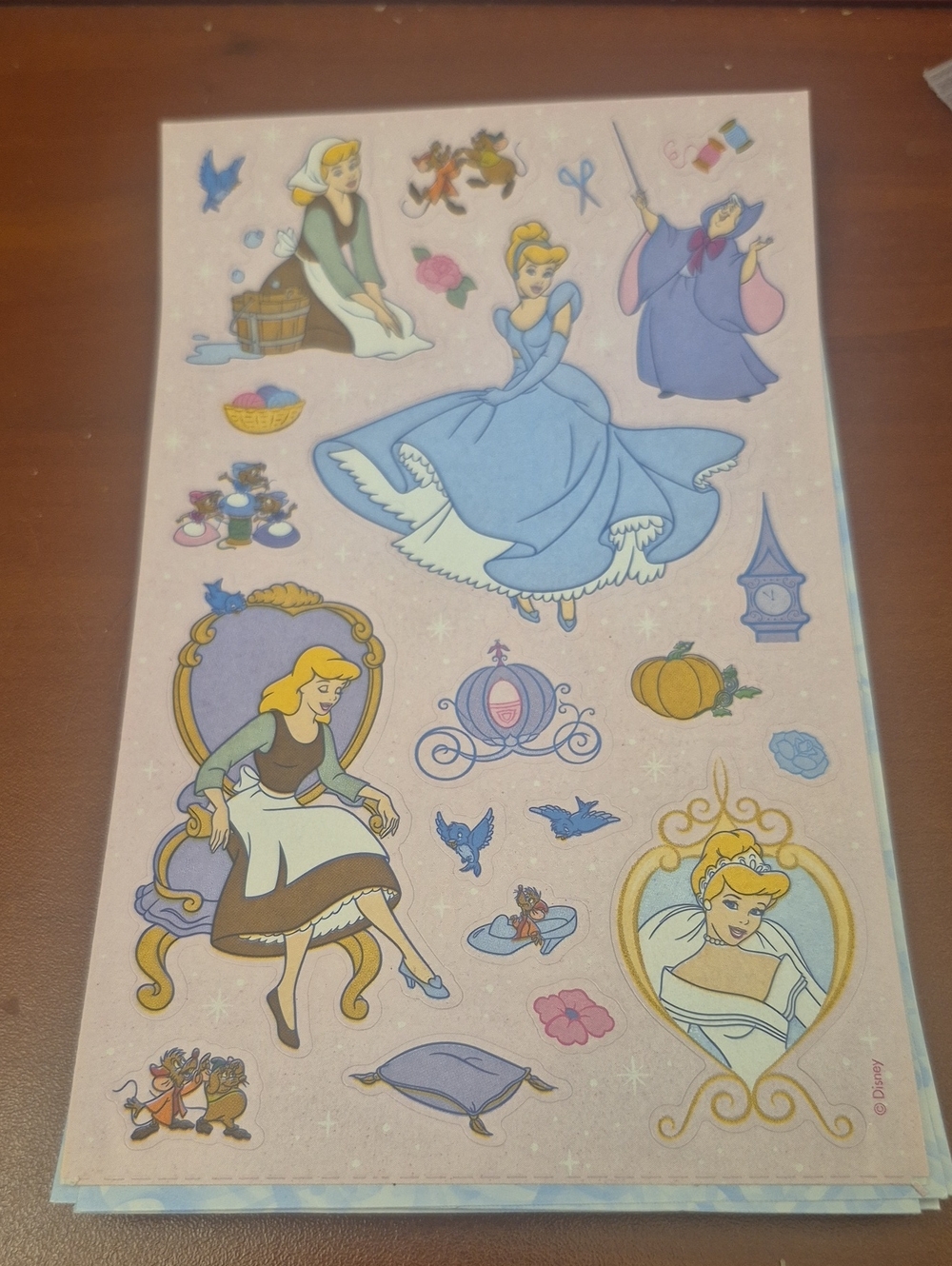 Disney Cinderella Sticker Sheet - Blue, Pink, Yellow Accents